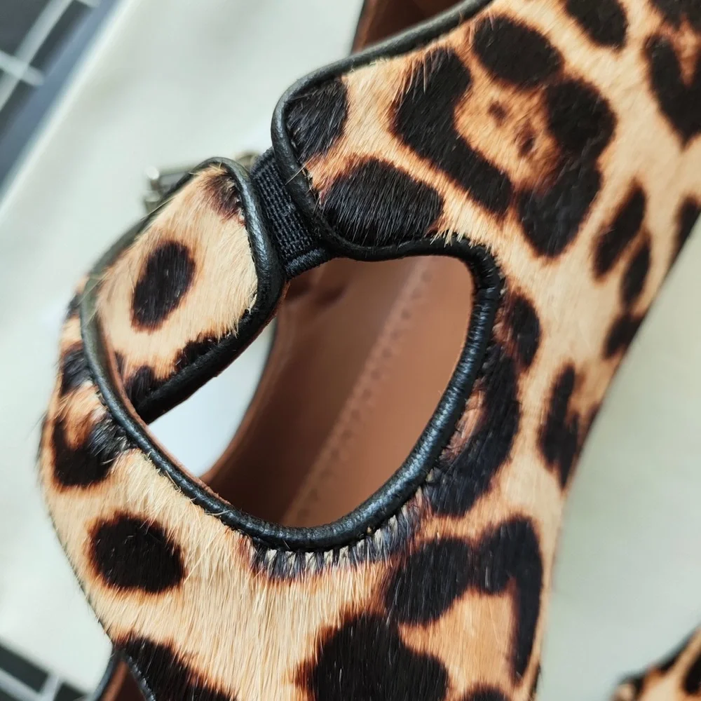 Alaia Leopard-Print Mary Jane Flats in Brown and Black